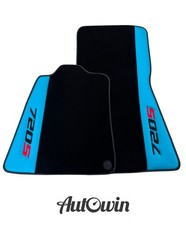 AutoWin Black Floor Mats for McLaren 720S (2017-2021) with Blue Leather