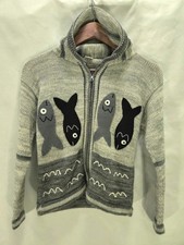 Arte Folklorico Fish Print Boys 12 Hooded Alpaca Wool Sweater