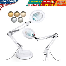 10X Magnifying Glass with Light and Stand, Upgrade Button 5 Color Modes Stepless