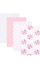 4 Pack Luvable Friends Baby Girl Cotton Flannel Receiving Blankets Floral (BX8)