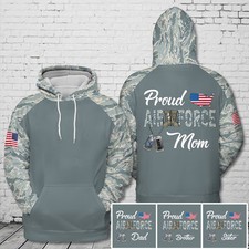 Custom Text Proud Air Force Mom 3D Hoodie