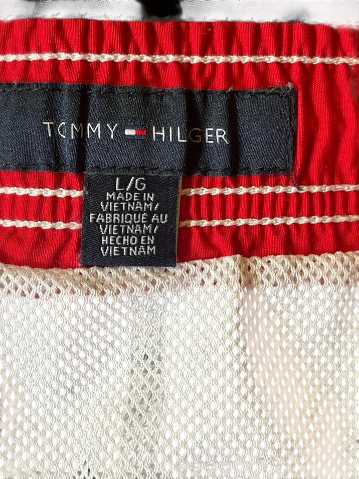 Tommy Hilfiger Hombre Bañador Board Shorts Rojo Azul Forrado Bandera Logo Talla L Foto 3 de 4