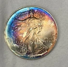 1993 American Silver Eagle Rainbow Monster Toning Tone 1 oz ASE Raw Troy Ounce A