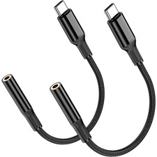 2pack Type C to Aux Cable USB Type-C Male to Female Audio Adapter
