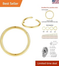 316L Surgical Steel Nose Rings Hoop Septum Clicker Hinged Segment Ring Lip Ea...