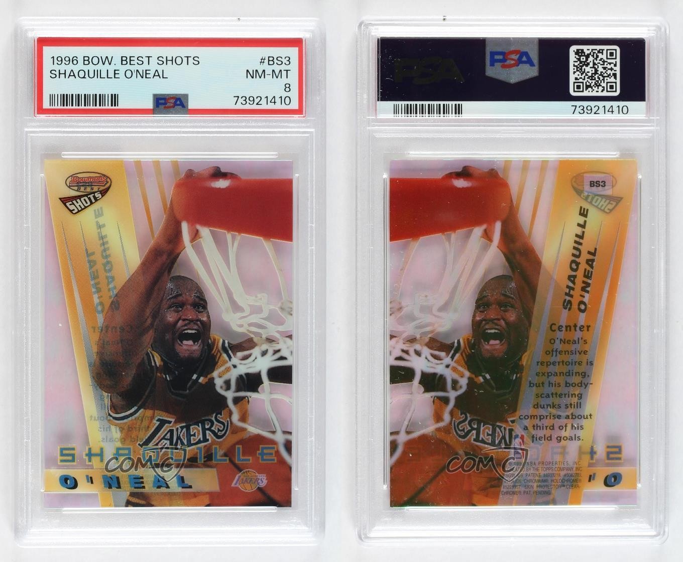 1996-97 Bowman's Best Shots Shaquille O'Neal #BS3 PSA 8 HOF view 3