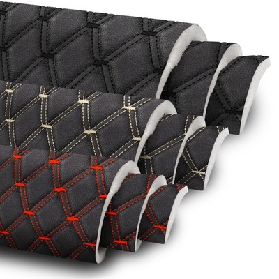 63'' Quilted PU Leather Fabric Diamond Stitch Car Upholstery Material DIY By Yard