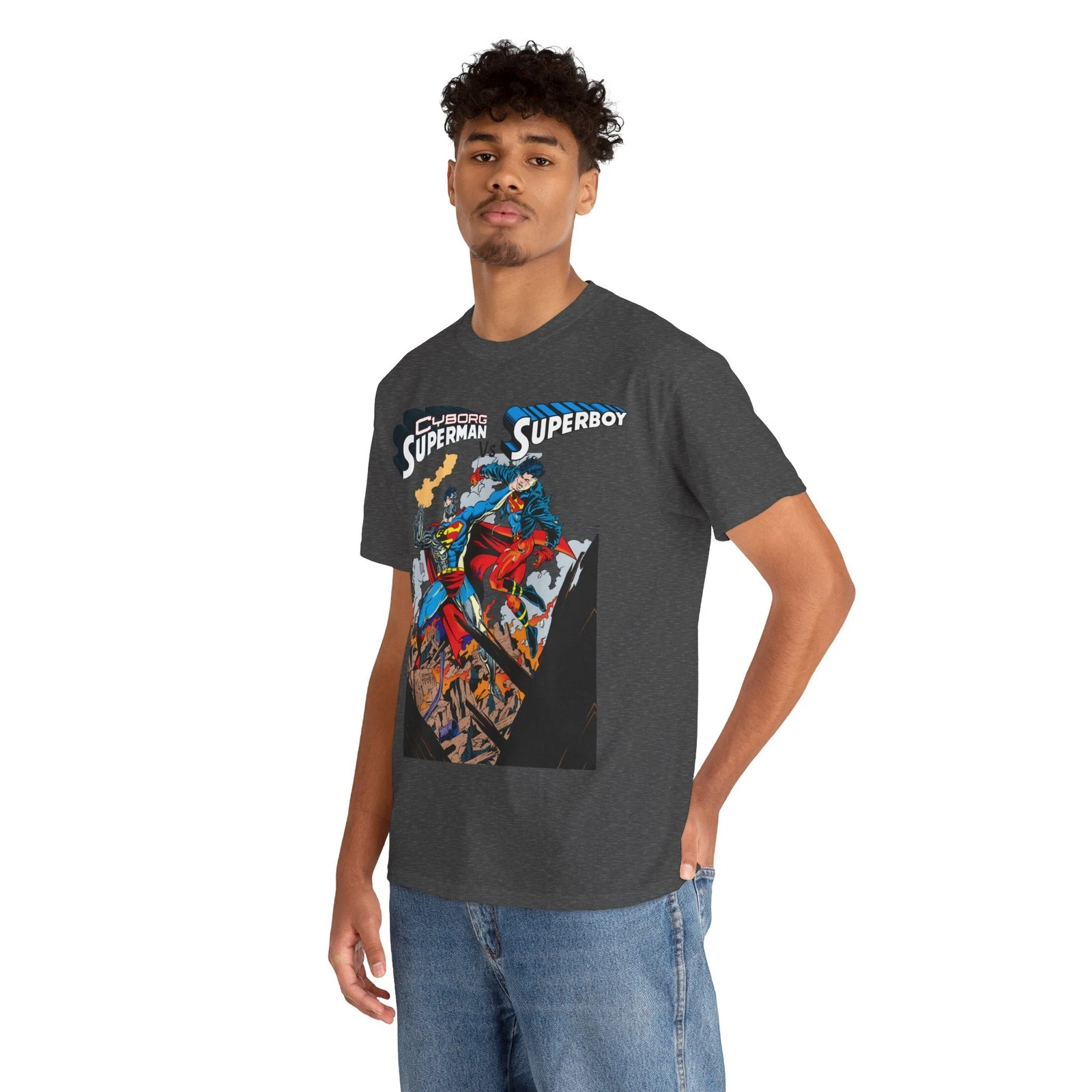 Cyborg Superman Vs Superboy T-Shirt - Tom Grummett Art - DC Comics