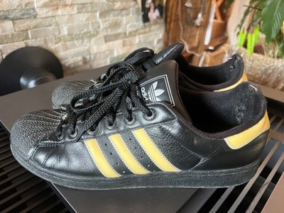adidas SUPERSTAR , Sneaker , UK 11 , EU 46 ,  SCHWARZ/GELB , getragen !