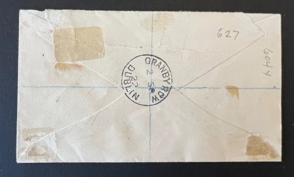 Dólardo irlandés 1922 SG21 10/- azul en cubierta registrada Dublín Granby Row Irlanda Foto 3 de 3