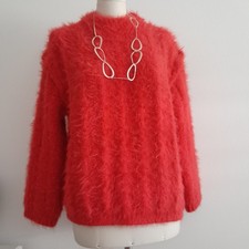 Pulli Kuschelpulli Pullover Damen Rot