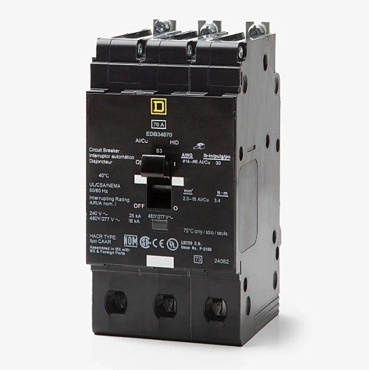Square D EDB34070 E-Frame 3-Pole 227V Mini Circuit Breaker