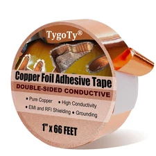 Copper Foil Self-Adhesive Tape 1Inch X 66 FT 100% Pure Copper Double-Sided Condu