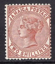 JAMAICA 1905-11 2/- VENETIAN RED FRESH MOUNTED MINT. STANLEY GIBBONS NUMBER 55.