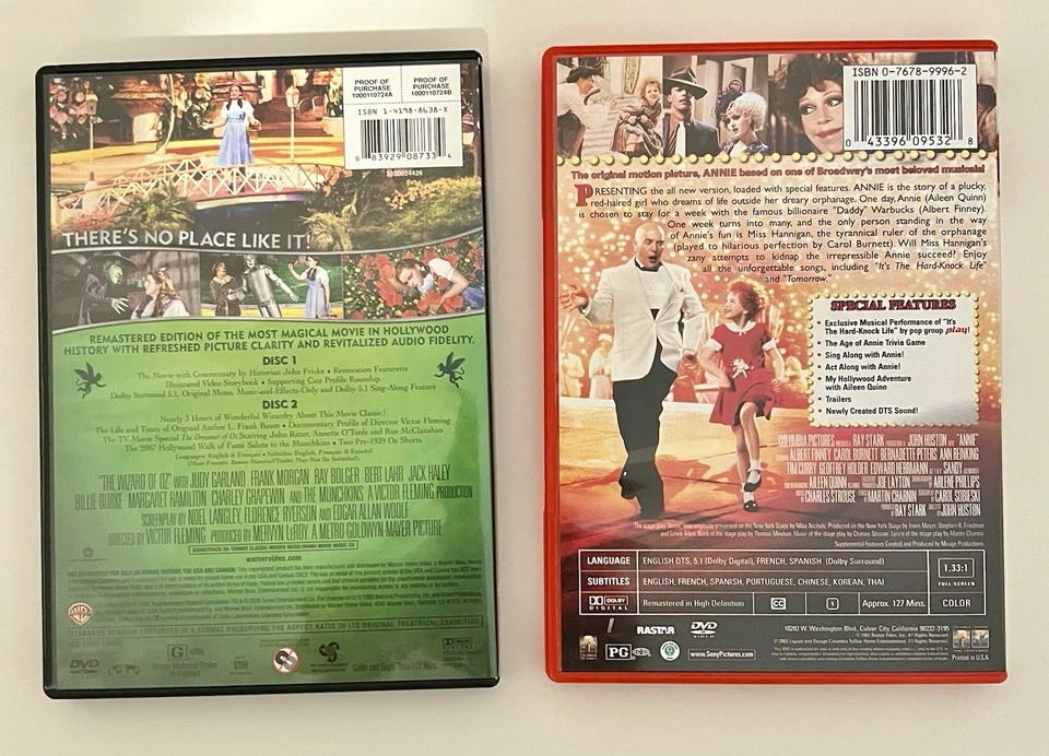 2 DVD - Волшебник страны Оз (2 диска) 70-летие и Энни - оба как новый! - Изображение 2 из 4