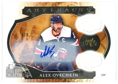 Alex Ovechkin 2023-24 Upper Deck Artifacts Dual Patch Autograph Card #124 8/8