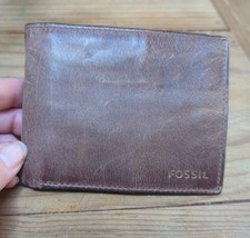 Fossil Mens Derrick Leather Blocking Bifold with Flip ID Wallet Dark Brown