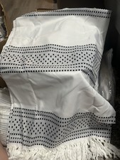 Boho Shower Curtain Farmhouse Black and White with Tassels Bottom SB 