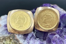 Marked 750 Tested 17.20K Gold Cufflinks W/ Center Coin Tested 21.95K Gold