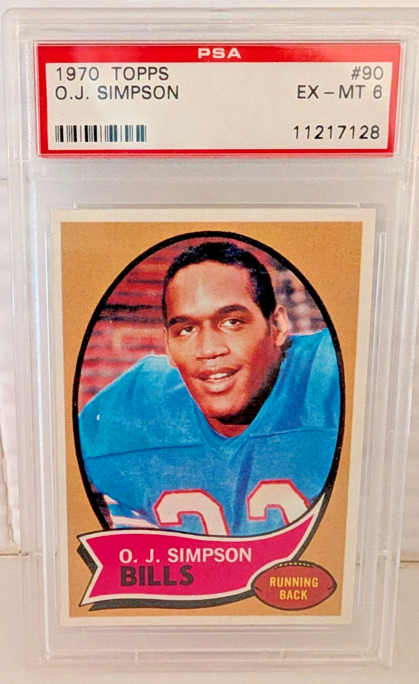 1970 Topps Football #90 OJ Simpson Buffalo Bills RC Rookie HOF PSA 6 EX-MT