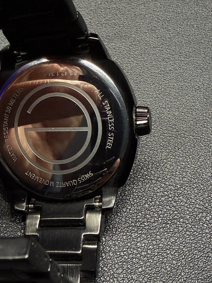 Men's ESQ by Movado Black Stainless Watch Gray & Yellow Dial 43mm Swiss Quartz - Image 3 of 4