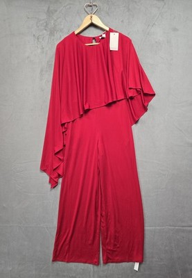 Monsoon Women's Delia Drape Jumpsuit Red Wide Leg Size 10 BNWT