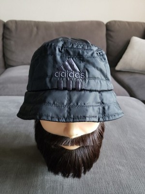 Vintage Adidas Black Bucket Hat Quilted Nylon S/M Y2K VERY RARE! EXCELLENT COND!