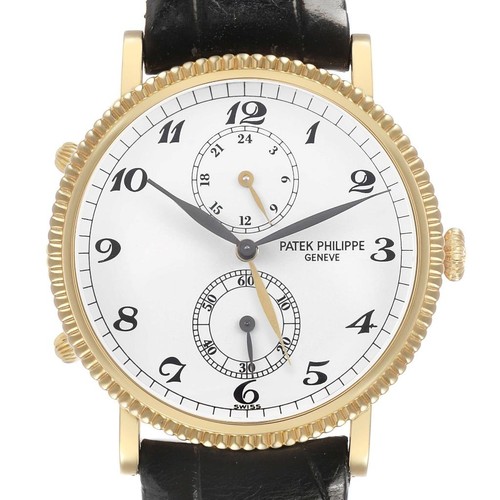 Patek Philippe Calatrava Travel Time Yellow Gold Mens Watch 5034