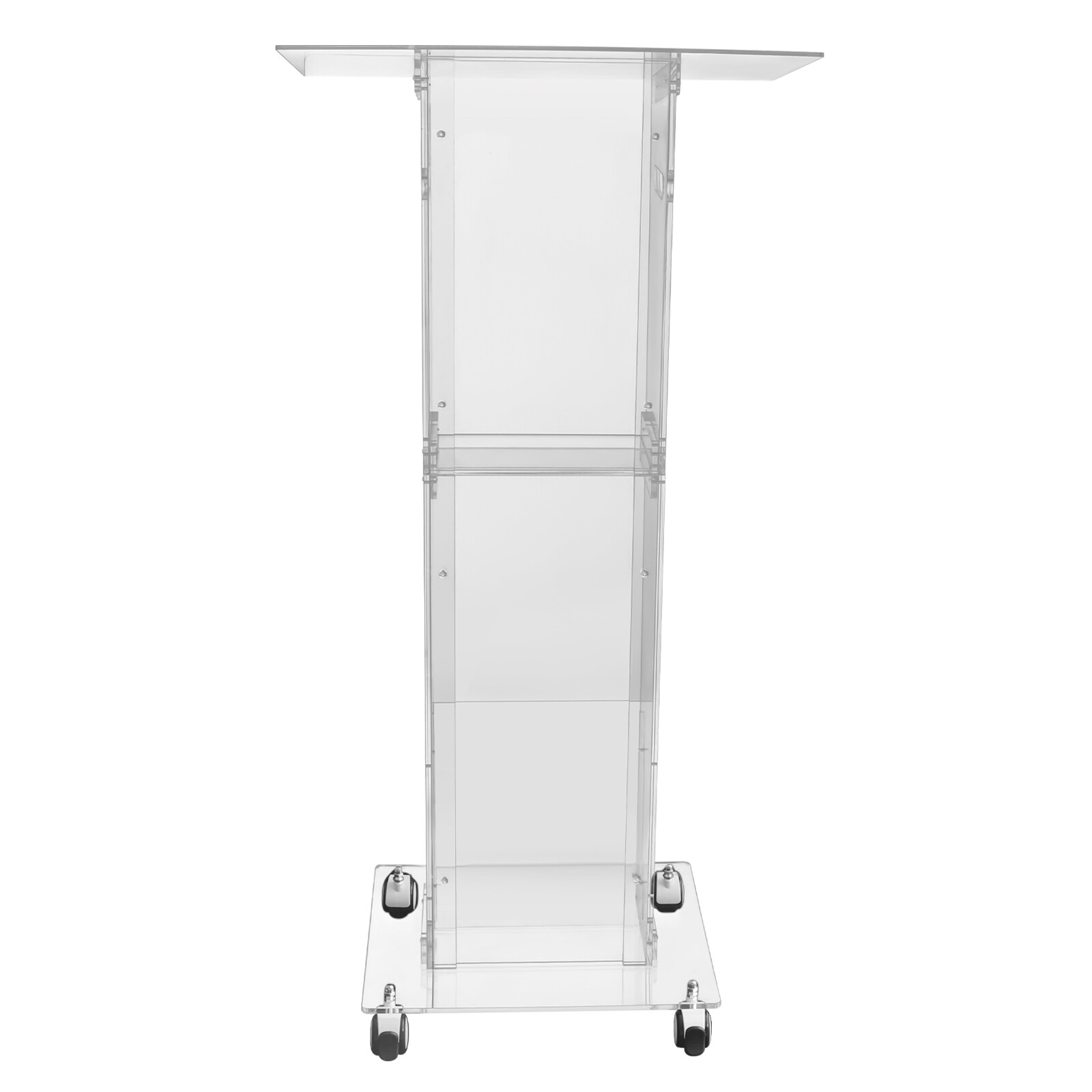 123cm Acrylic Podium Stand Portable Podium Stand Lectern Stand with 4 Wheels