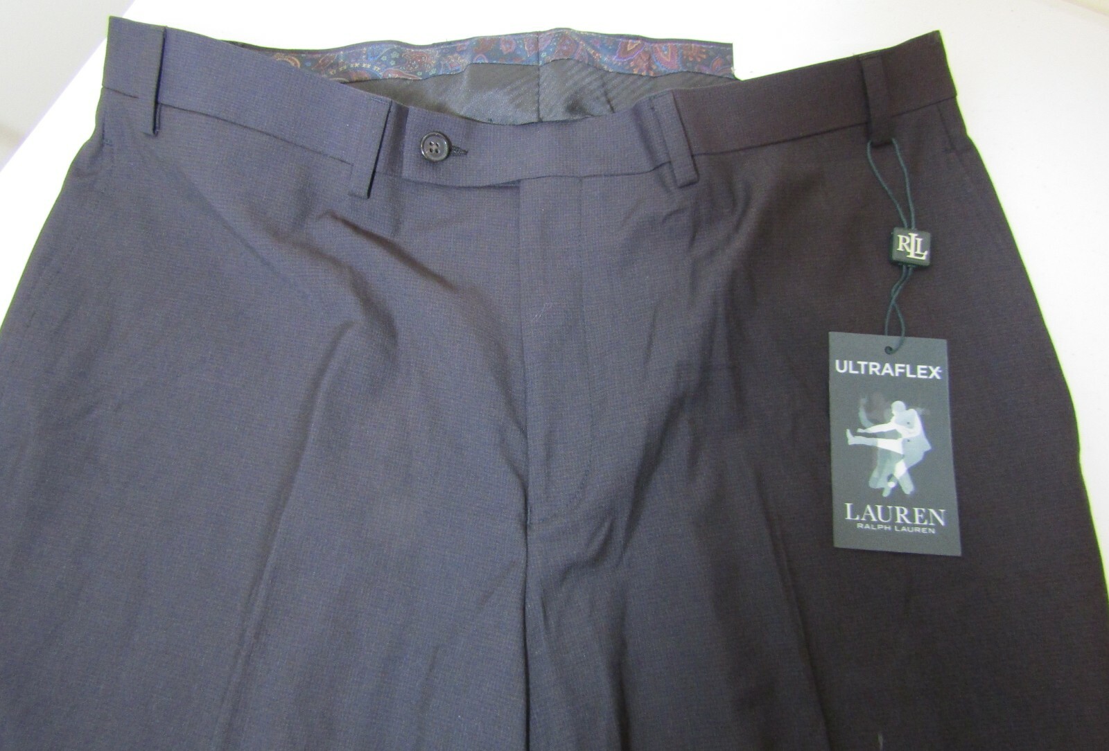 ralph lauren navy plaid ultraflex dress pants