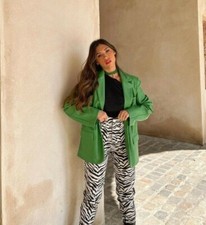 ZARA ZEBRA PRINT STRAIGHT FIT HIGH WAIST JEANS 6688/240