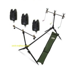 Carp Fishing Rod Pod  Rod Set Up , 3 Alarms  ,Indicator Swingers , Carry Case