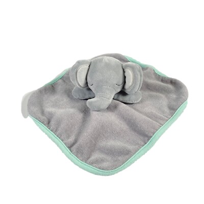 Cloud Island Elephant Lovey Terry Washcloth Gray Green Security Blanket Small
