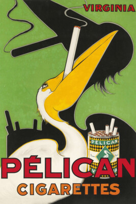 Pelican Bird Virginia State Cigarettes Smoking Vintage Art Wall - POSTER 20x30