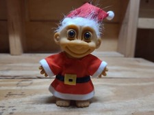 Vintage 1990  s RUSS- SANTA CLAUS White Hair Troll Doll Christmas- 4inch