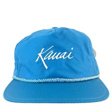 Vtg Kauai Hawaii Cap Spell Out Script Logo Water Proof Rope Trucker Baseball Hat