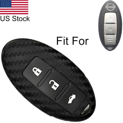 Carbon Fiber Pattern Silicone Key Case Cover For Nissan Pathfinder Armada Tiida