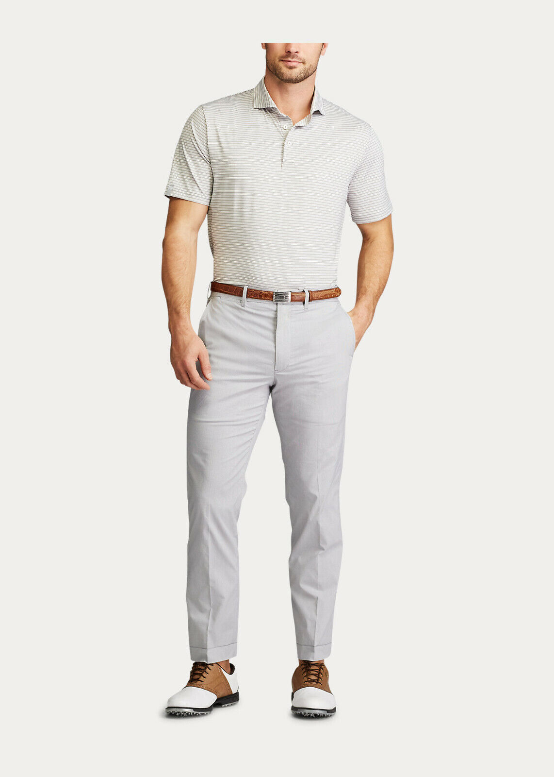 $125.00 Polo Ralph Lauren Golf Men's Mini-Check Tailored-Fit Pants, Grey,  42WX32