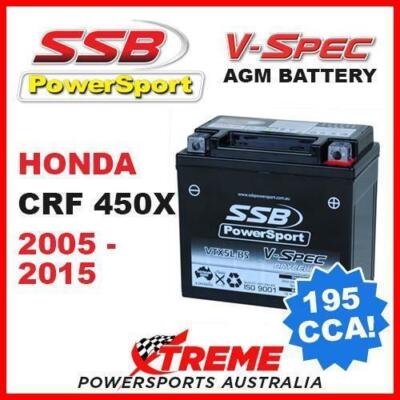SSB 12V V-SPEC DRY CELL AGM 195 CCA BATTERY HONDA CRF450X CRF 450X  2005-2015 MX
