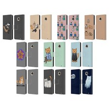 OFFICIAL BETH WILSON DOODLE CATS 2 LEATHER BOOK WALLET CASE FOR MOTOROLA PHONES