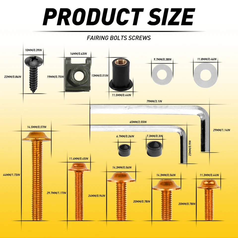 Kit completo de pernos dorados de carenado 177X carrocería para placas de parabrisas de motocicleta H Foto 2 de 4