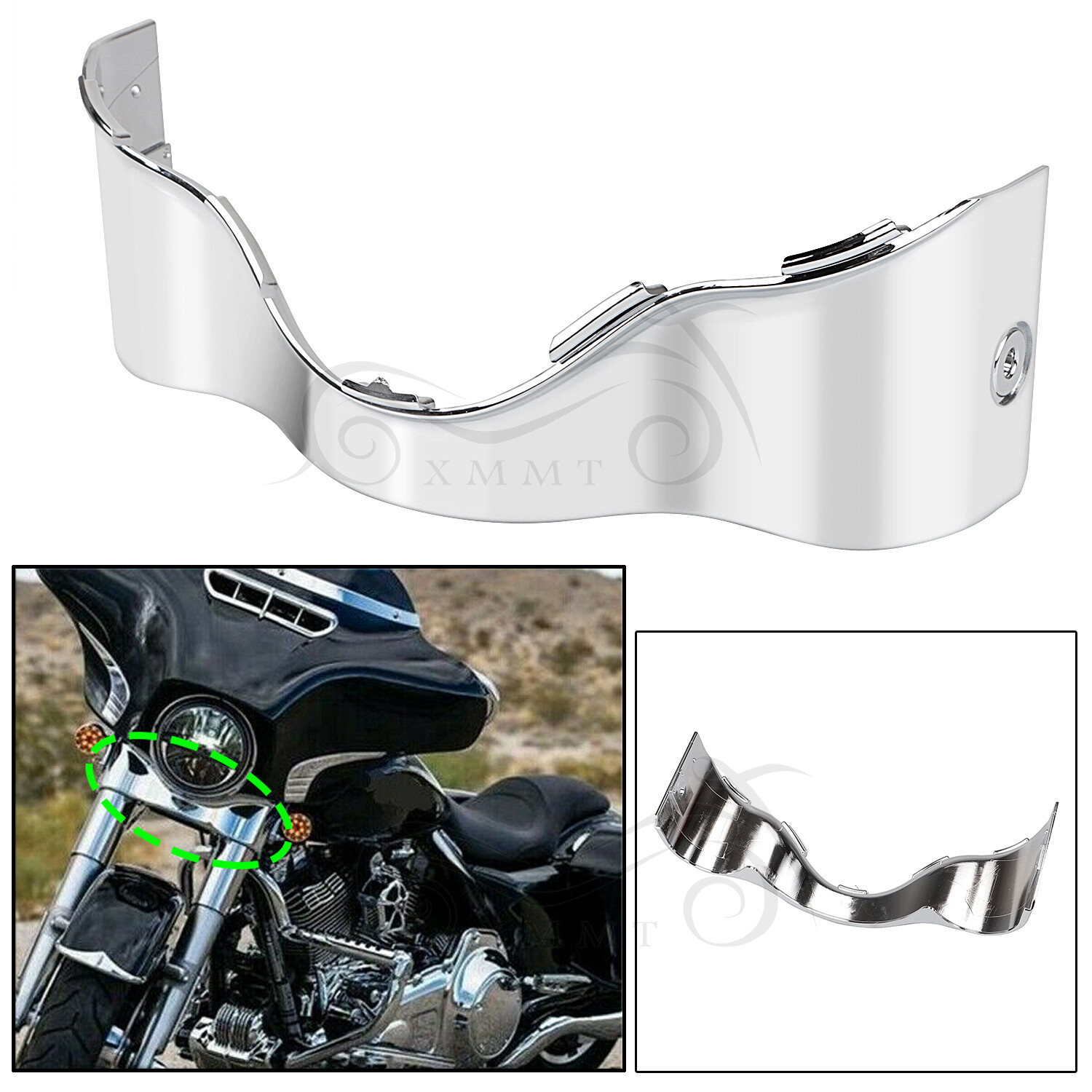 Chrome Outer Batwing Lower Trim Skirt Fairing For Harley Electra Glide 2014-Up