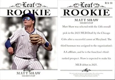 2024 Leaf ROOKIE MATT SHAW #RA-31 CHICAGO CUBS