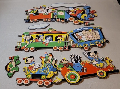Vtg Disney Circus Train Pressed Board Wall Hanging Plaque Nursery Decor EUC