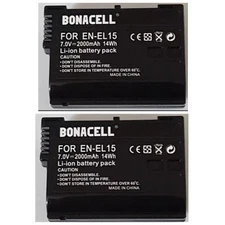 2X Bonacell EN-EL15 Battery for Nikon D600 D610 D750 D7100 D7200 D800 D810 [B17]