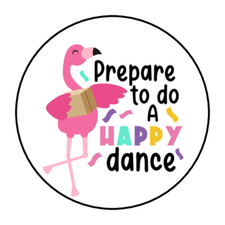 30 HAPPY MAIL STICKERS ENVELOPE SEALS LABELS 1.5" ROUND FLAMINGO SMALL BUSINESS