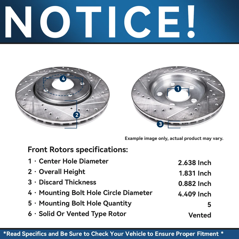 Rotores perforados delanteros de 11,34 pulgadas para Mercedes-Benz C230 C240 C280 E300 2000-2005 Foto 3 de 4