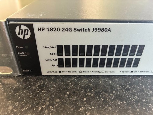 HP 1820-24G Rackmount Switch Managed J9980A With Brackets - Afbeelding 6 van 8