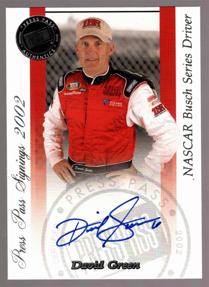DAVID GREEN NASCAR ON CARD AUTO SP 2002 PRESS PASS AUTOGRAPH | eBay