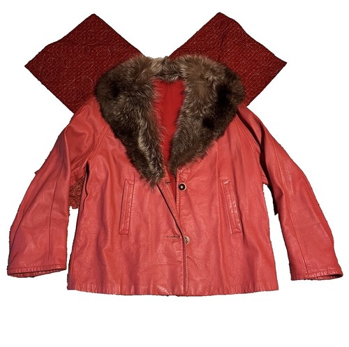 RACCOON Fur Jacket Zip Front Reversible to Metallic Gray Nylon